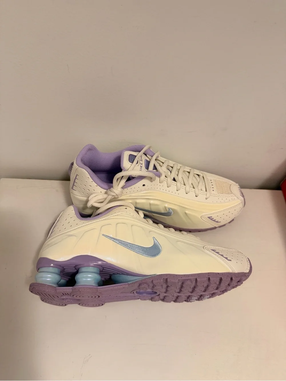 Nike Women's Cream and Lavender Low-Profile Sneakers